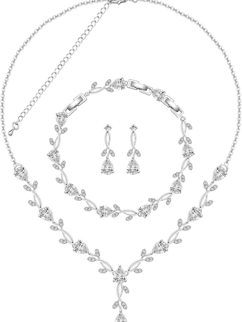 Elegant Jewelry Set for Women - Bridal Necklace, Earrings & Bracelet Gift for